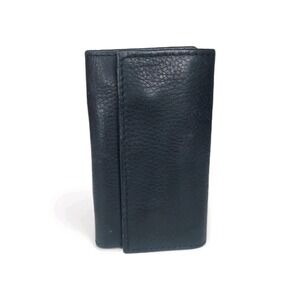 Wilson Leather Key Coin Wallet 4 Hooks Snap Closure‎ Black
